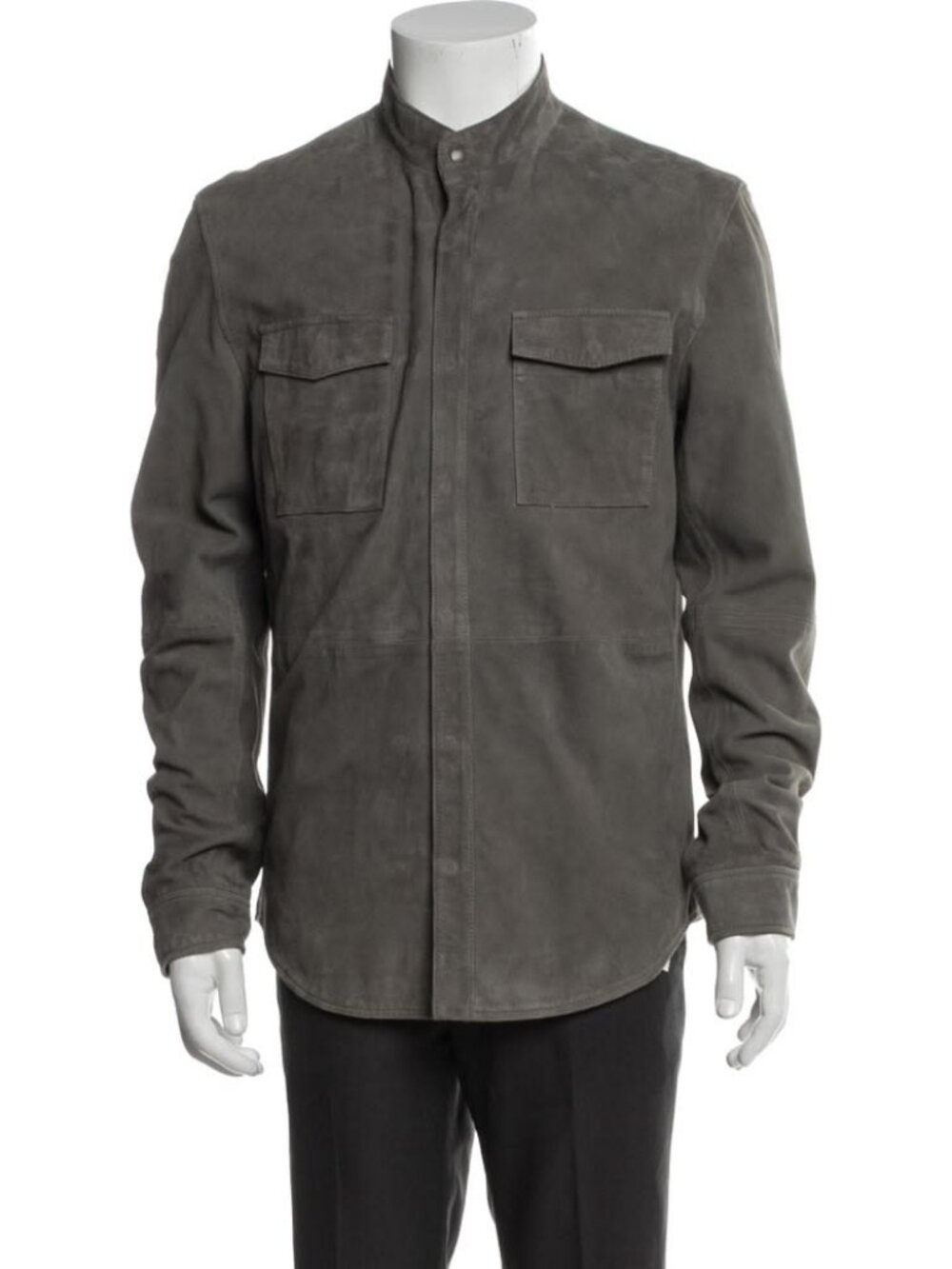 John Varvatos $795 goat suede leather shirt jacket gray size medium